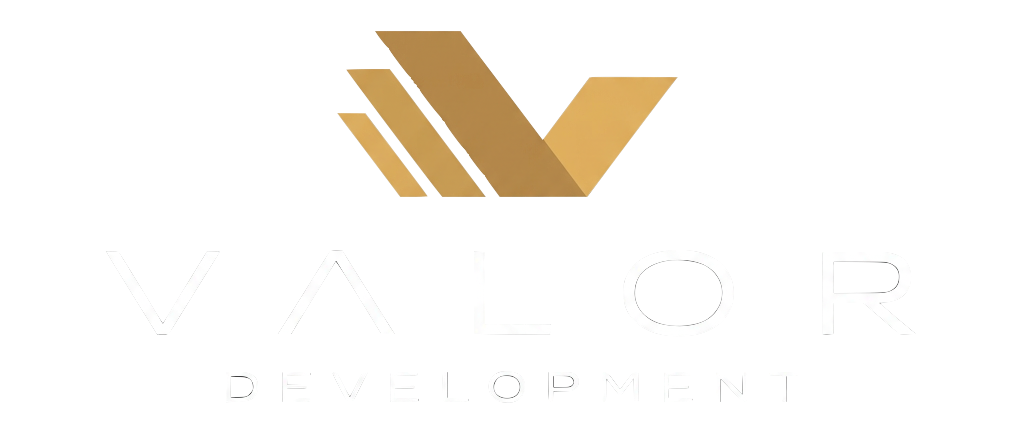 Logo de valor development en color dorado y blanco